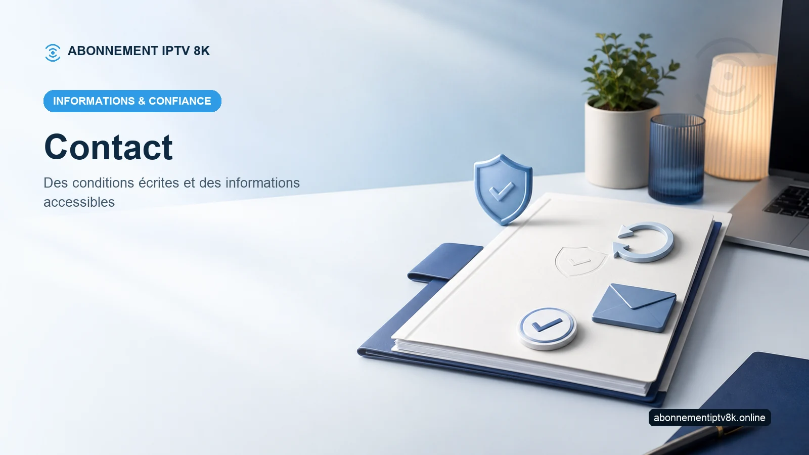 Documents et symboles de confiance illustrant Contact
