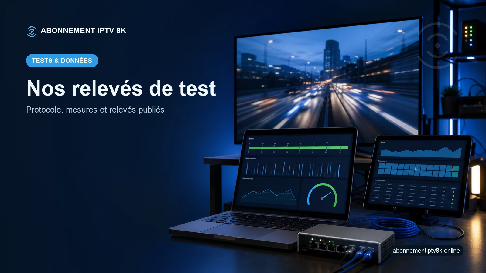 Équipements et graphiques de mesure illustrant Nos relevés de test